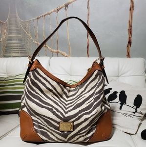 Michael Kors leather and canvas shoulder bag